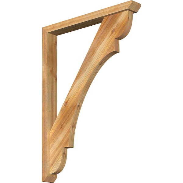Ekena Millwork Olympic Slat Rough Sawn Bracket w/ Offset Brace, Western Red Cedar, 4"W x 32"D x 44"H BKT0402X32X44OLY06RWR - main